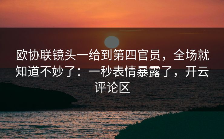 欧协联镜头一给到第四官员，全场就知道不妙了：一秒表情暴露了，开云评论区