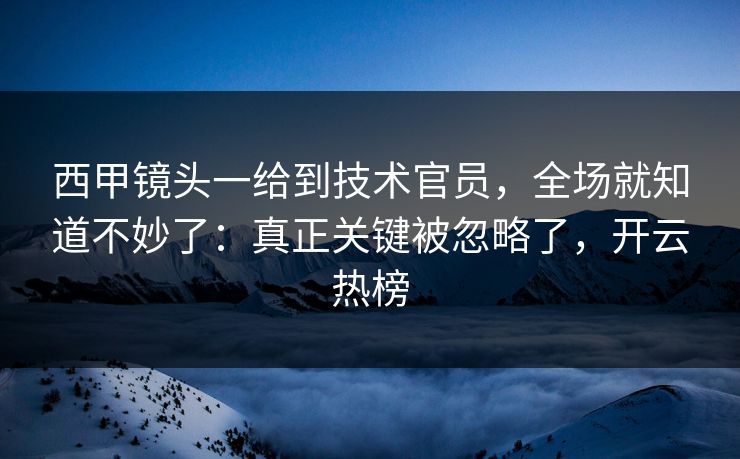 西甲镜头一给到技术官员，全场就知道不妙了：真正关键被忽略了，开云热榜