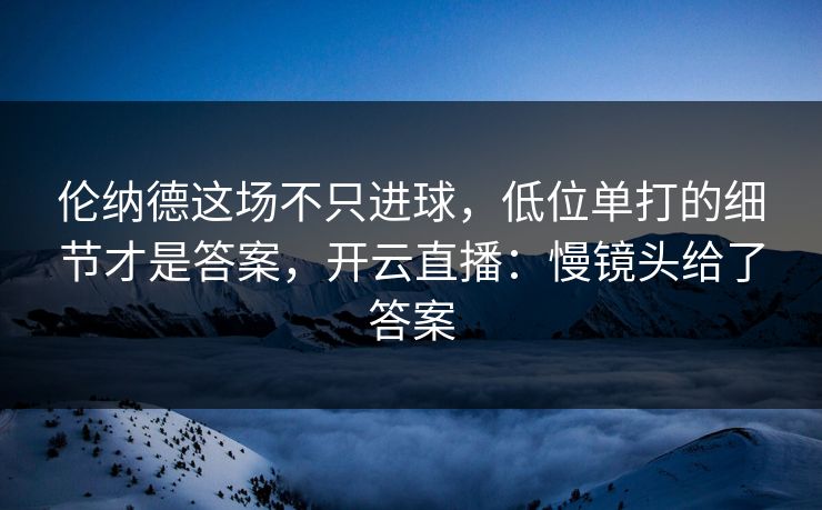 伦纳德这场不只进球，低位单打的细节才是答案，开云直播：慢镜头给了答案