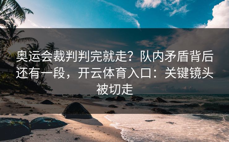 奥运会裁判判完就走？队内矛盾背后还有一段，开云体育入口：关键镜头被切走