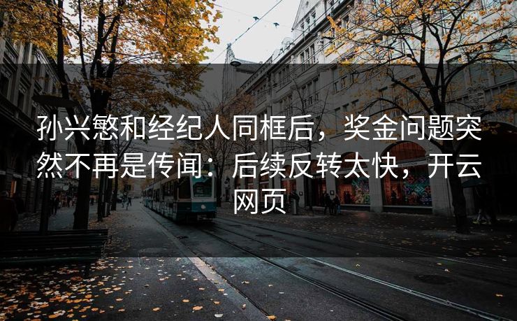 孙兴慜和经纪人同框后，奖金问题突然不再是传闻：后续反转太快，开云网页