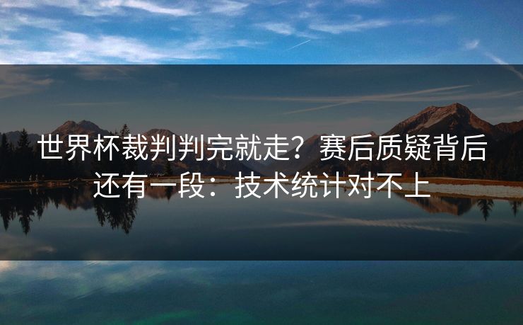 世界杯裁判判完就走？赛后质疑背后还有一段：技术统计对不上