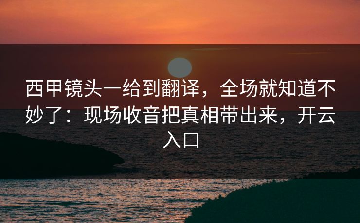 西甲镜头一给到翻译，全场就知道不妙了：现场收音把真相带出来，开云入口
