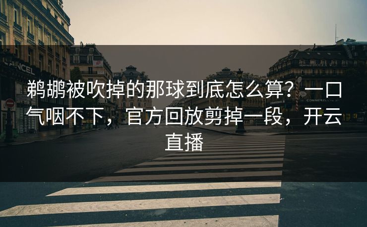 鹈鹕被吹掉的那球到底怎么算？一口气咽不下，官方回放剪掉一段，开云直播