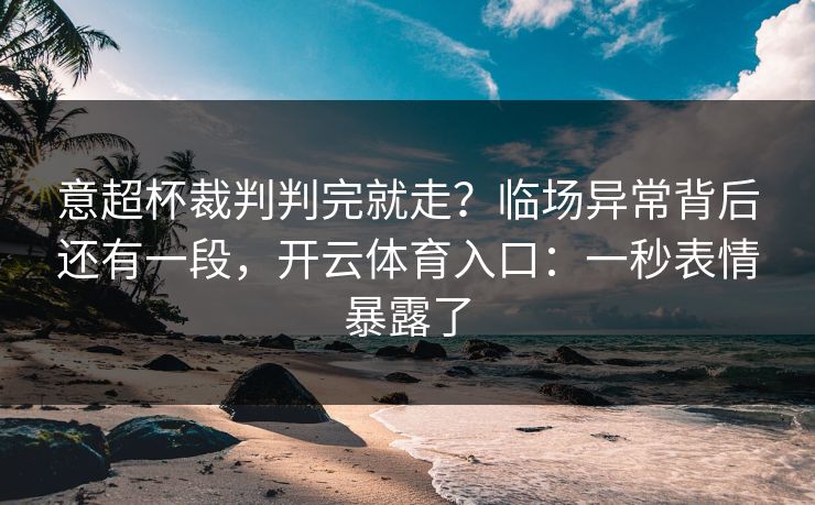 意超杯裁判判完就走?临场异常背后还有一段,开云体育入口:一秒表情暴露了
